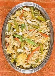 Arroz basmati con pollo y anacardos