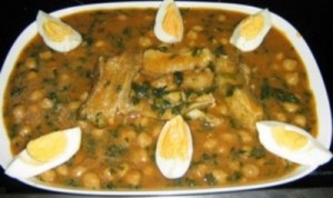Garbanzos fritos con bacalao