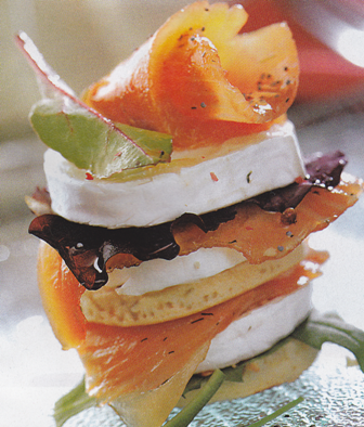 Milhojas de salmón y queso de cabra