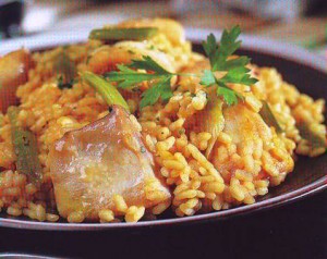 Arroz con chipirones y ajetes