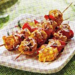brochetas de pollo al curry