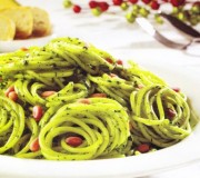 espagueti con pesto de romeritos