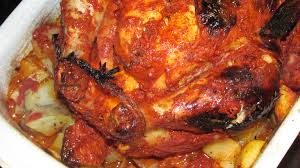 Pollo rostizado a las rosas