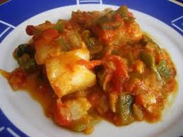 Bacalao con Pimiento y salsa de Tomate