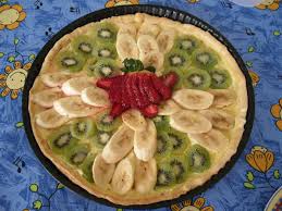 Tarta de kiwi, plátano y fresón