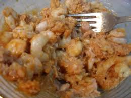 Arroz con atún rellenos de langostinos