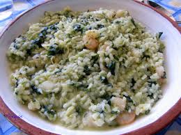 Arroz con setas, bacalao y espinacas