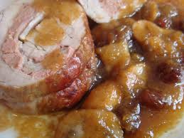 Lomo de cerdo ibérico con fruta frita