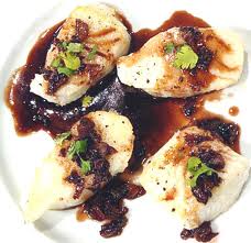 Medallones de pollo en salsa agridulce de vino tinto