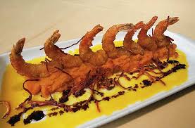 Conchas de langostinos con naranja