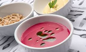 Crema frí­a de remolacha y puerro