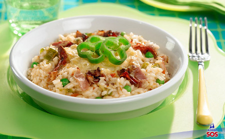 Arroz a la milanesa en microondas