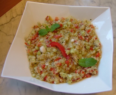 Taboule de mango y pavo con sesamo