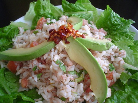 Ensalada de arroz con espinacas