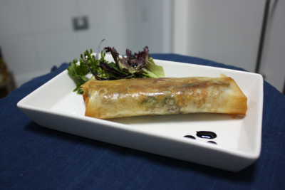 Rollitos jardinera con gambas