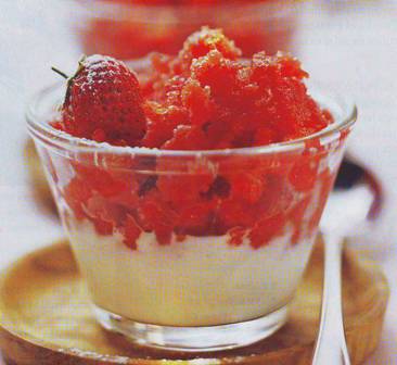 Granizado de fresas con crema de vianilla