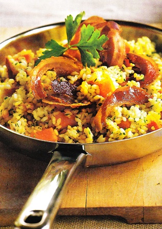 Arroz con calabaza y panceta