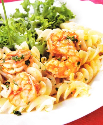 Pasta con camarones