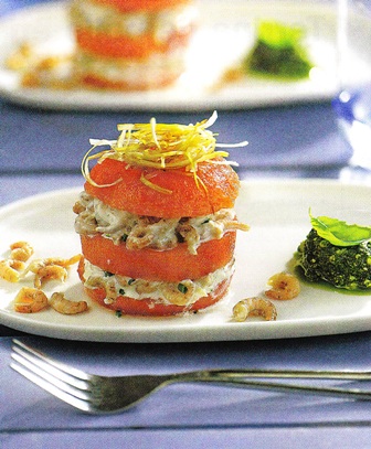 Tomate con gambas