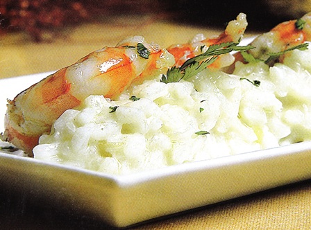 Risotto con colas de langostinos
