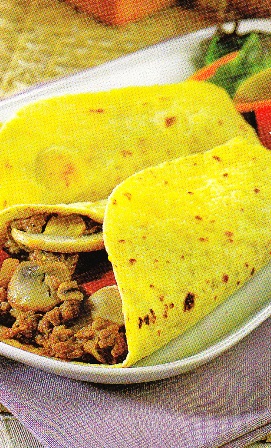 Tortitas de maíz con salteado de ternera