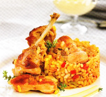 Cazuela de arroz con conejo