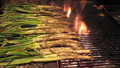 Calçots a la llama