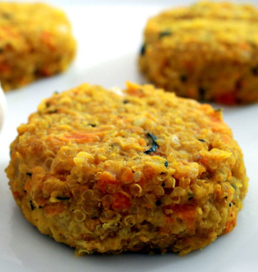 Hamburguesas de quinoa y lentejas rojas