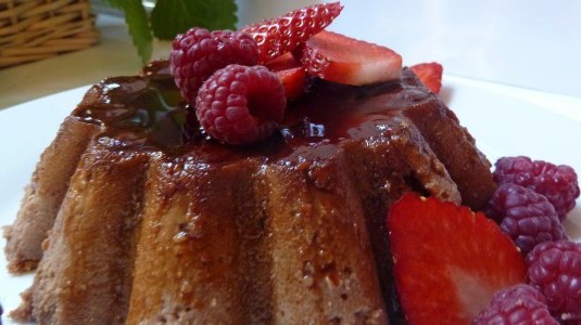 Flan de higos y frambuesas